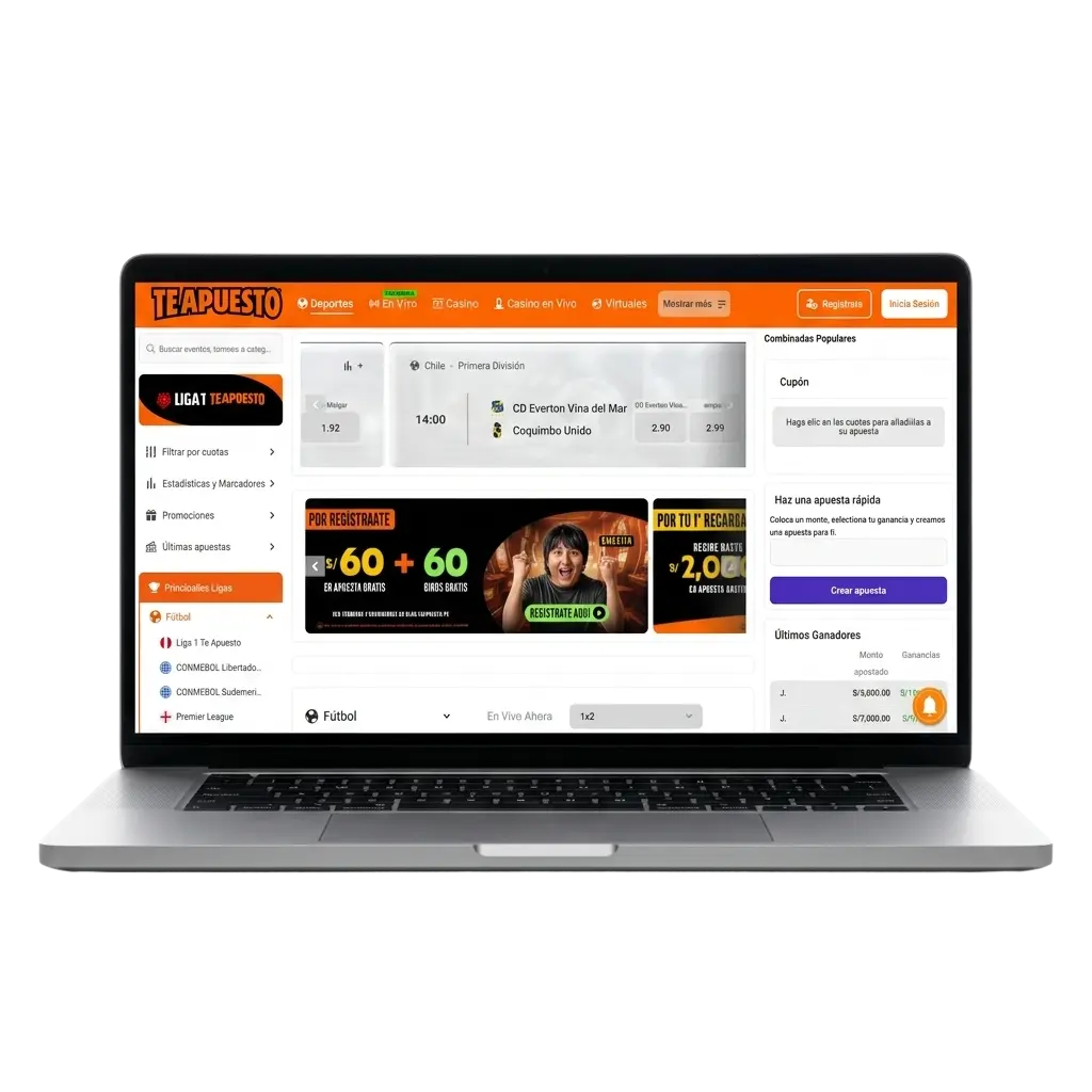 Plataforma Te Apuesto Perú: apuestas deportivas en fútbol, vóley, tenis y casino online con slots y ruleta en vivo.